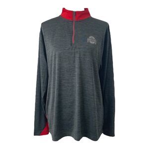 Ohio State Women’s Large Shirt J. America Grey and Red Long Sleeve Quarter Zip